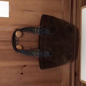 Coach brown suede leather vintage handbag